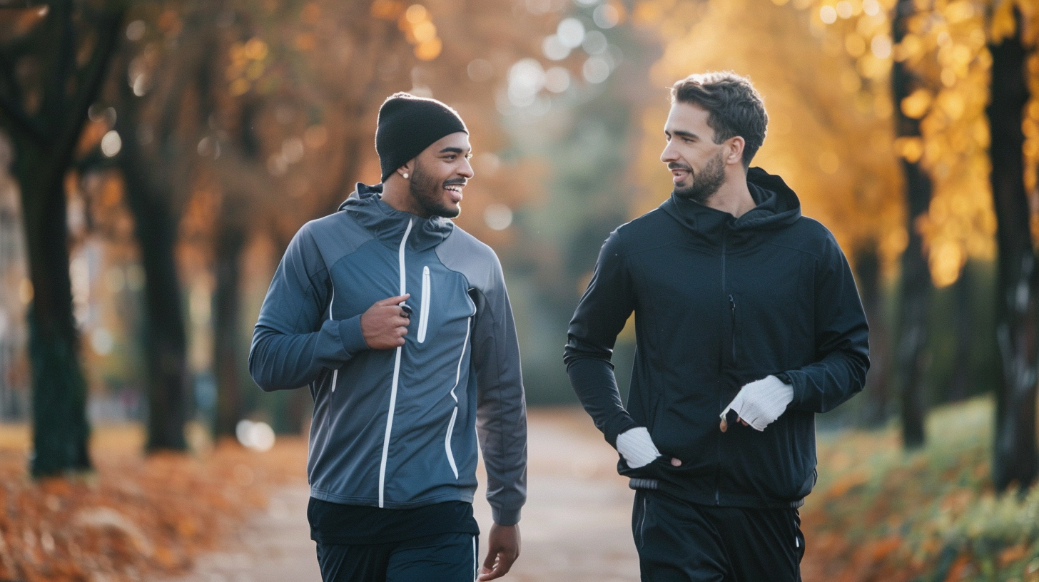 mapiew_two_men_in_sportgear_walking_outside_and_talking_c8ebb66e-8806-47b7-a8dd-d35033f30b7a